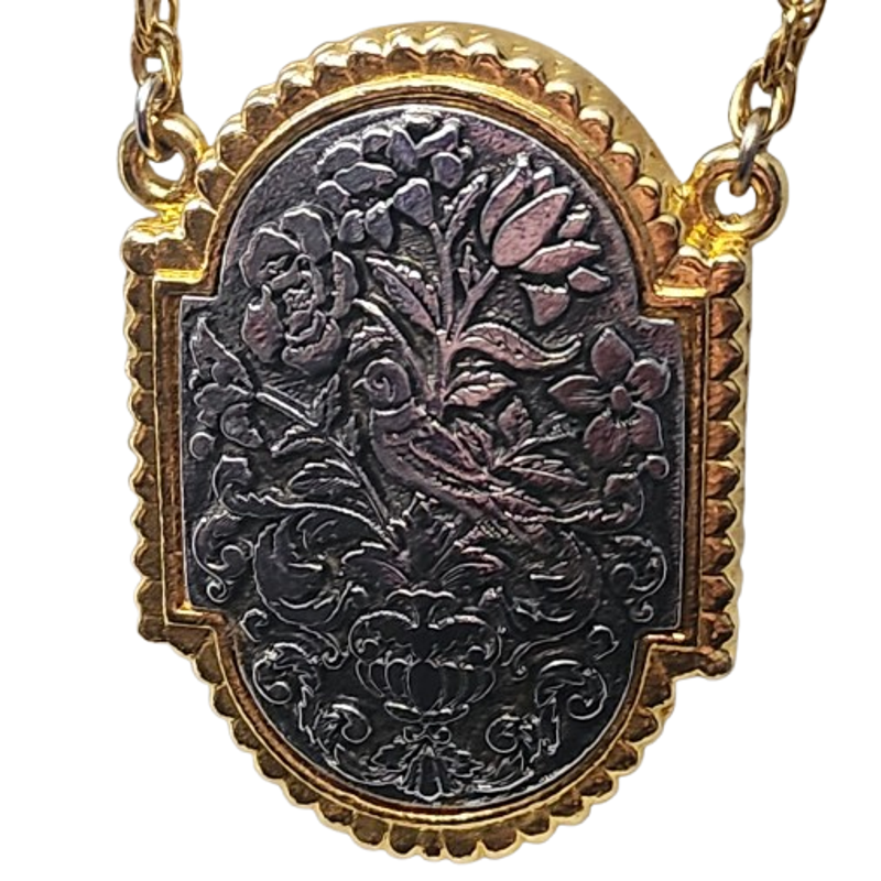 Vtg 1960s 70s Max Factor Hypnotique Tapestry Locket Perfume Solid Necklace 48$